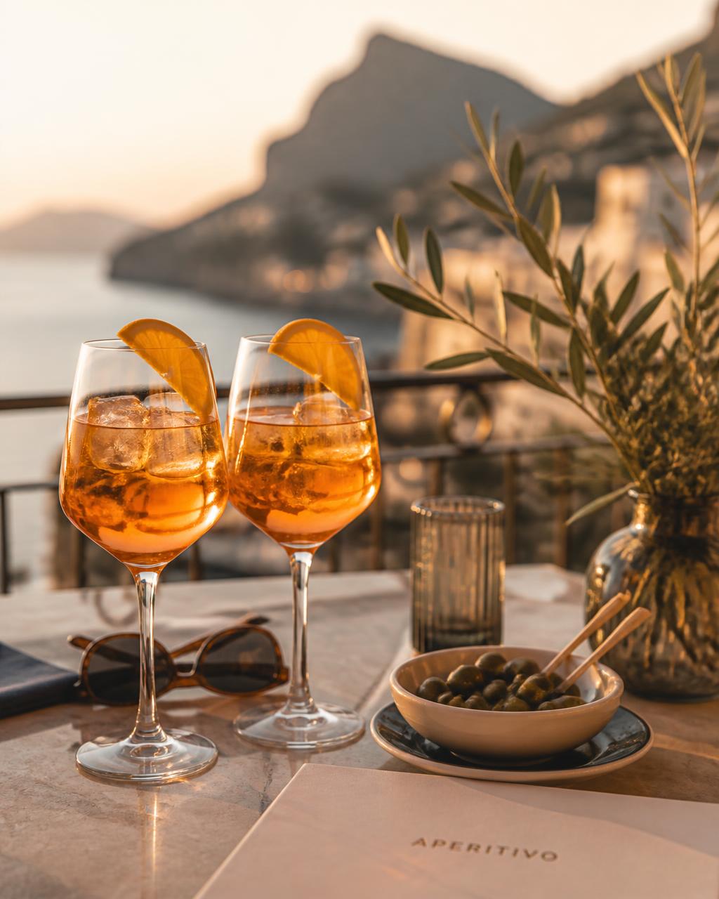 Aperitivo al tramonto sulla terrazza