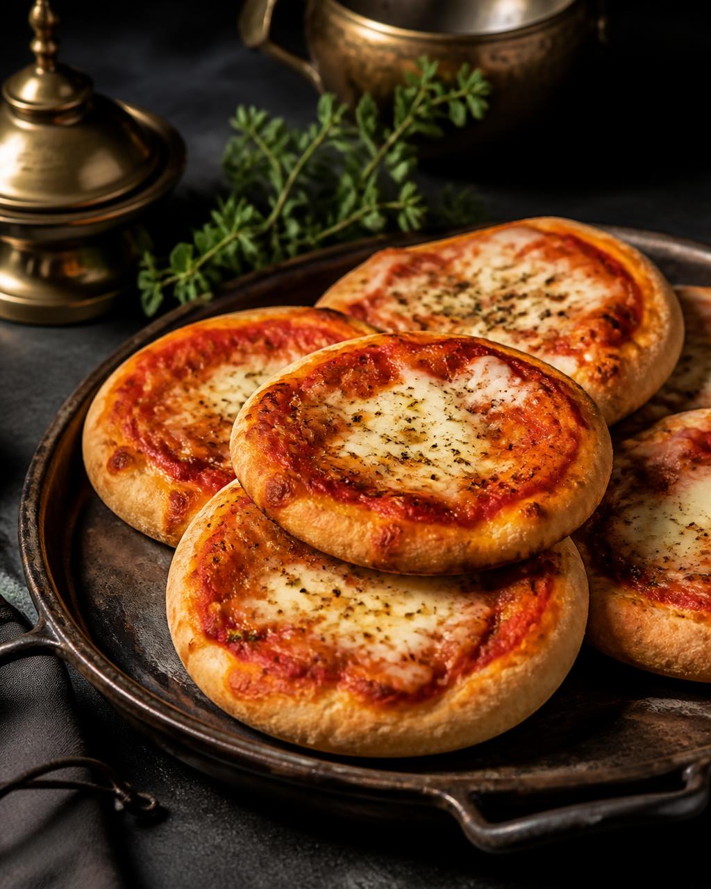 Pizzette romane appena sfornate su un vassoio